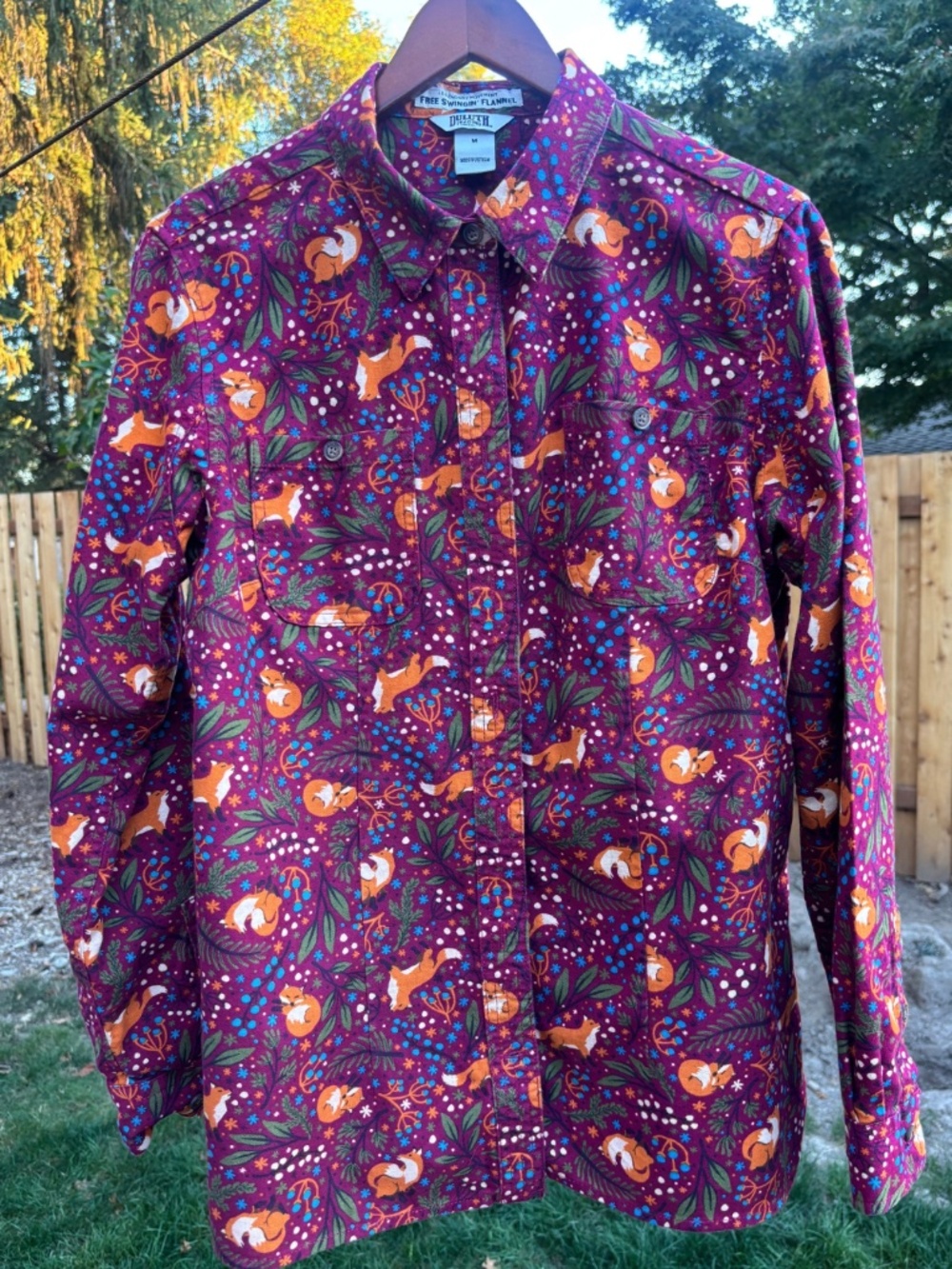 Sangria Fox Foliage - Duluth - Medium - Free Swingin' Flannel Shirt - EUC